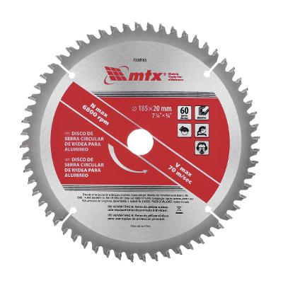 Disco Serra Circular Alumínio 185mm 60 Dentes Aço 50 MTX 7338155 Corte Preciso