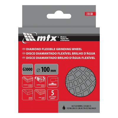 Disco Lixa Diamantada Flexível Refrig G3000 MTX 100mm P3000 3mm 5mm Acabamento Impecável
