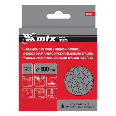 Disco Lixa Diamantada Flexível Refrig G200 MTX 100mm P200 Para Granito Mármore Cerâmica