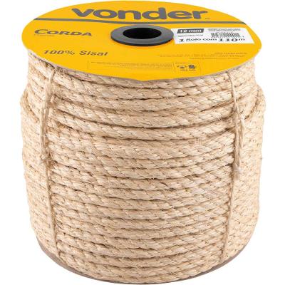 Corda De Sisal Natural 12 Mm 100 Metros 3 Pernas 550 Kgf Nove54
