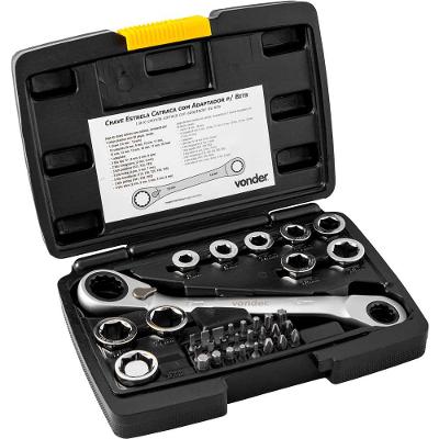 Jogo De Chaves Estrela Com Catraca 37 Peças 8A19Mm Vonder Nove54 Aço Cromo Vanádio