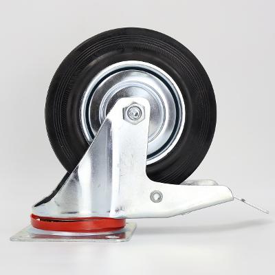 Rodízio Giratório Com Freio 160mm 80kg Aço Borracha MTX