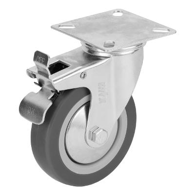 Rodízio Giratório Com Freio 100mm 65kg MTX 6872155 Aro Polipropileno Resistente