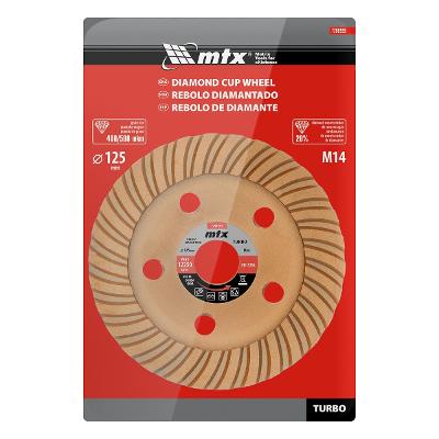 Rebolo Turbo Diamantado Rosca M14 125mm MTX Para Desbaste E Polimento