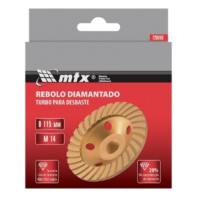 Rebolo Turbo Diamantado Rosca M14 115mm MTX