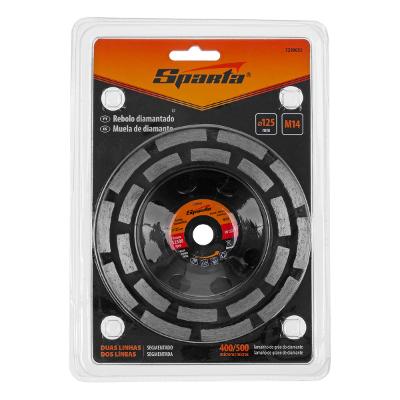 Rebolo Diamantado Dupla Linha 125mm Sparta Remoção Rápida Concreto Pedra