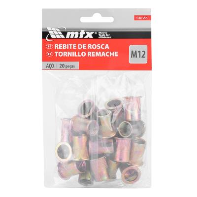 Rebite De Rosca Aço M12 20 Peças Galvanizado MTX 4061955 Fixação Robusta