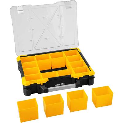 Organizador Plástico 16 Gavetas Opv0700 15kg Nove54 Preto Amarelo Transparente