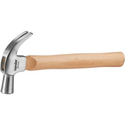 Martelo Unha 27mm Polido Cabo Madeira Aço Forjado 0,64kg Nove54 NBR 14886