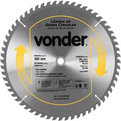 Lamina Serra Circular Videa 305X25X60D 305mm 60D 25mm 5000rpm Aço Carbono Nove54