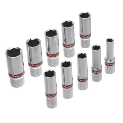 Jogo Soquete Sextavado Longo 3/8'' Crv 10 Peças Aço Crv 8-19mm MTX 135919