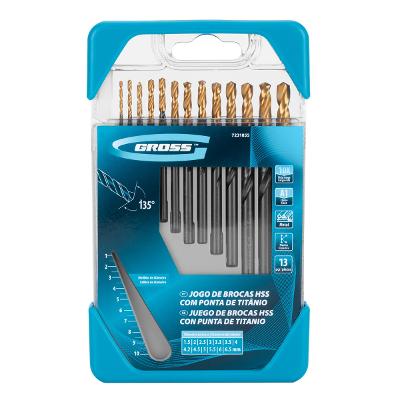 Jogo De Brocas Aço Rápido Titânio 13 Peças 1.5-6.5mm Gross Titan