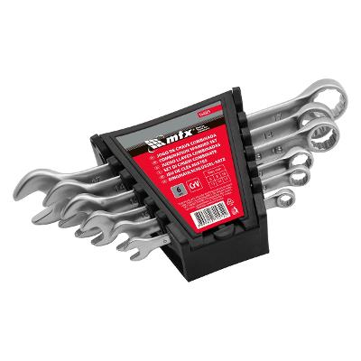 Jogo De Chave Combinada Crv 6-17mm 6 Peças 45 Hrc Mtx 154029 Aço Cromo Vanádio Com Suporte