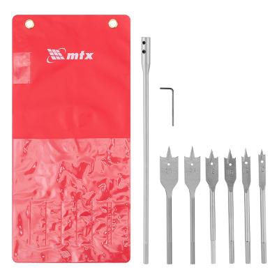 Jogo De Broca Chata Para Madeira 10-25mm 6pçs Aço 45 MTX 704069 Com Extensão 300mm