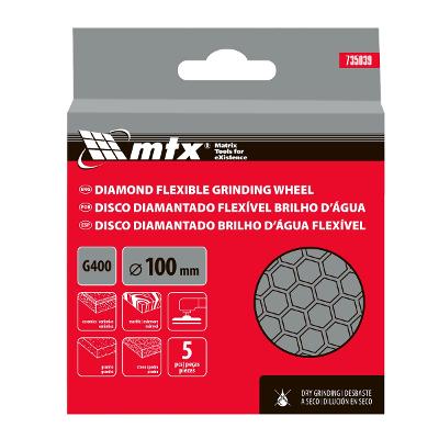 Disco Lixa Diamantada Flexível Seco G400 100mm 5mm MTX 735039 Acabamento Impecável