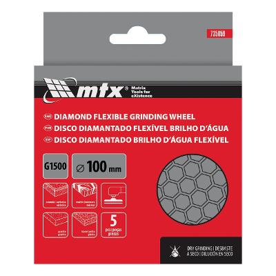 Disco Lixa Diamantada Flexível Seco G1500 5Pçs 100mm MTX 735059 Polimento Granito Mármore