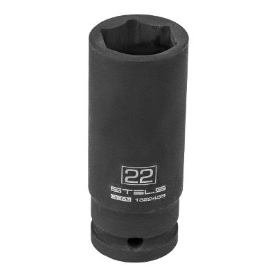 Soquete Impacto Longo 1/2'' Sextavado 22mm Cr-Mo Stels 1322455 - Alta Resistência