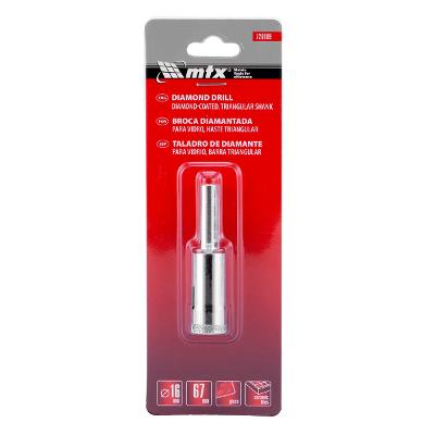 Broca Diamantada Vidro 16mm Haste Triangular Aço Grau 45 MTX