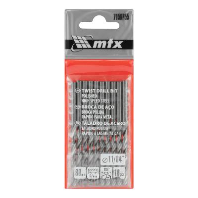 Broca Para Metal Polida HSS 10 Peças 11/64'' MTX
