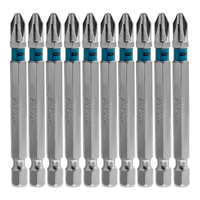 Bits Phillips Ph2 70mm 10un Aço S2 Gross 1/4 Magnético