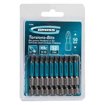 Bits Torção PZ3 de Impacto 50mm 10 Peças Gross