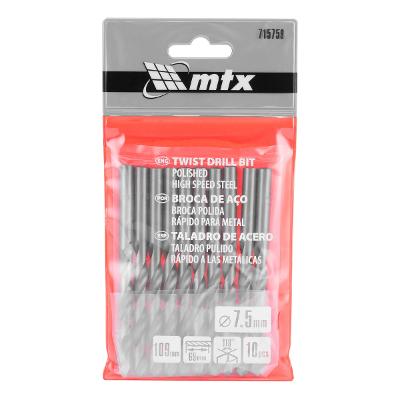 Broca Aço Rápido Metal 7,5mm 10 Unidades Polida HSS MTX 715759