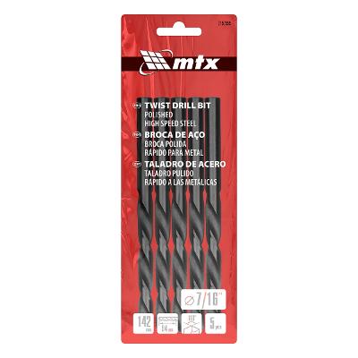 Broca Aço Rápido Metal 5 Pçs 7/16'' Hss Dureza 62-65 Hrc Mtx Profissional