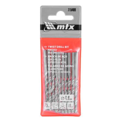 Broca De Aço Rápido Para Metal 4,0mm 10 Peças Polida Hss Mtx