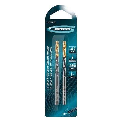 Broca Metal 4,2mm HSS Revestimento Nitreto Titânio 2 Peças