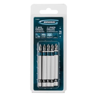 Bits Phillips PH1 Aço Rápido 70mm 5 Peças Para Parafusadeira