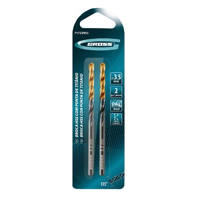 Broca Metal 3,5mm HSS Revestimento Nitreto Titânio 2 Peças