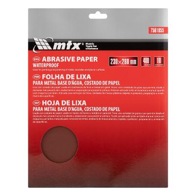 Folha Lixa Metal Grão 400 230x280mm 10 Peças Base Papel MTX