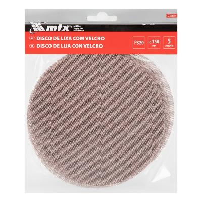 Disco de Lixa Telado Velcro 150mm Grão 320 5 Unidades MTX