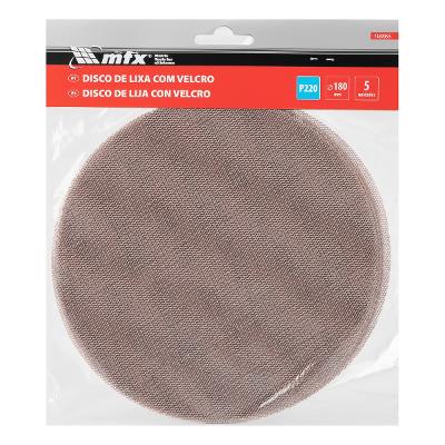 Disco de Lixa Telado com Velcro 180mm Grão 220 5 Peças