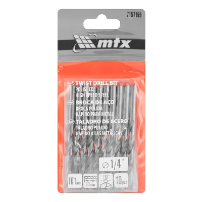 Brocas Aço Rápido Metal 10 Unidades 1/4'' HSS 62-65HRC MTX