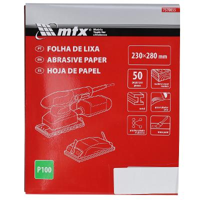 Folha De Lixa Costado Papel 230x280mm Grão 100 50 Peças