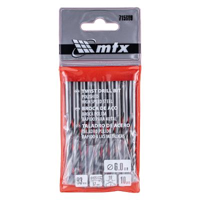Jogo Broca Aço Rápido 6mm Para Metal 10 Peças HSS Polida Mtx