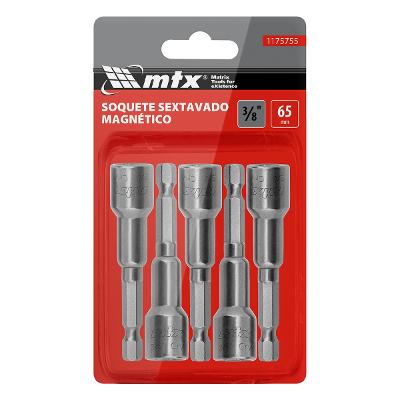 Soquete Magnético Parafusadeira 3/8 Pol 65mm 5 Peças