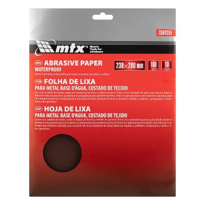 Folha Lixa Costada de Tecido Grão 100 230x280mm 10 Peças MTX