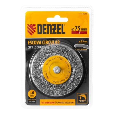 Escova Circular Inox 75mm 1/4'' (6mm) 0,3mm Denzel