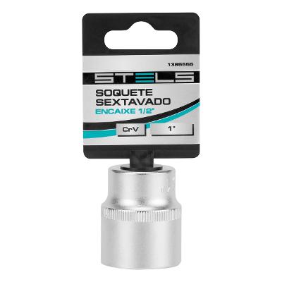 Soquete Sextavado 1'' Aço CrV Encaixe 1/2'' Stels