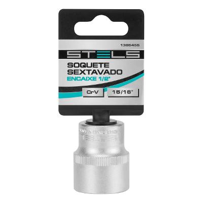 Soquete Sextavado 15/16'' Aço CrV Encaixe 1/2'' Stels