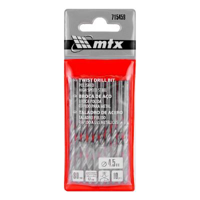 Broca Aço Rápido Para Metal 4,5mm 10 Peças Hss 62-65 Hrc Mtx