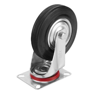 Rodízio Giratório Preto 125mm 100kg Sem Freio Aço Galvanizado Borracha MTX 6871655