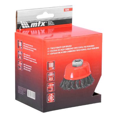 Escova Copo Aço Carbono Torcida M14 100mm 0,5mm 8500rpm MTX