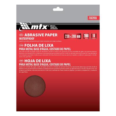 Folha de Lixa para Metal MTX Grão 2000 230x280mm 10 Peças