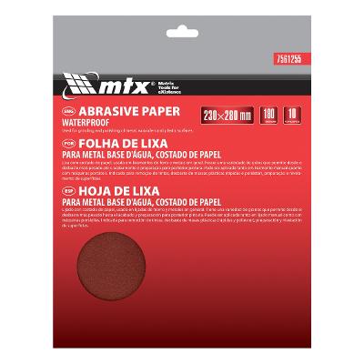Folha de Lixa para Metal P180 230x280mm 10 Peças MTX