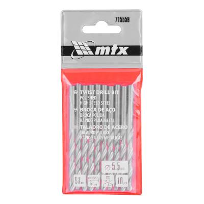Broca Metal Aço Rápido Polida 5,5mm 10 Unidades HSS 62-65HRC