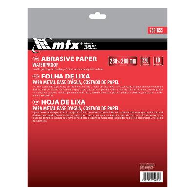 Folha de Lixa Metal P320 230x280mm 10 Peças Base Papel MTX