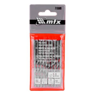 Broca Aço Rápido Metal 5mm 10 Peças HSS 62-65 HRC 118° Mtx